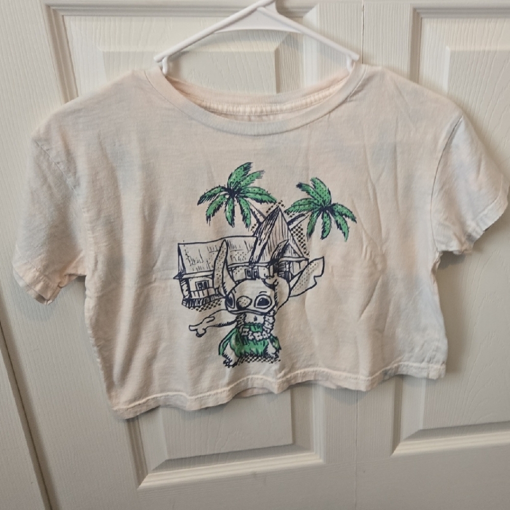 Disney Cream Tee with Tropical Stitch Design